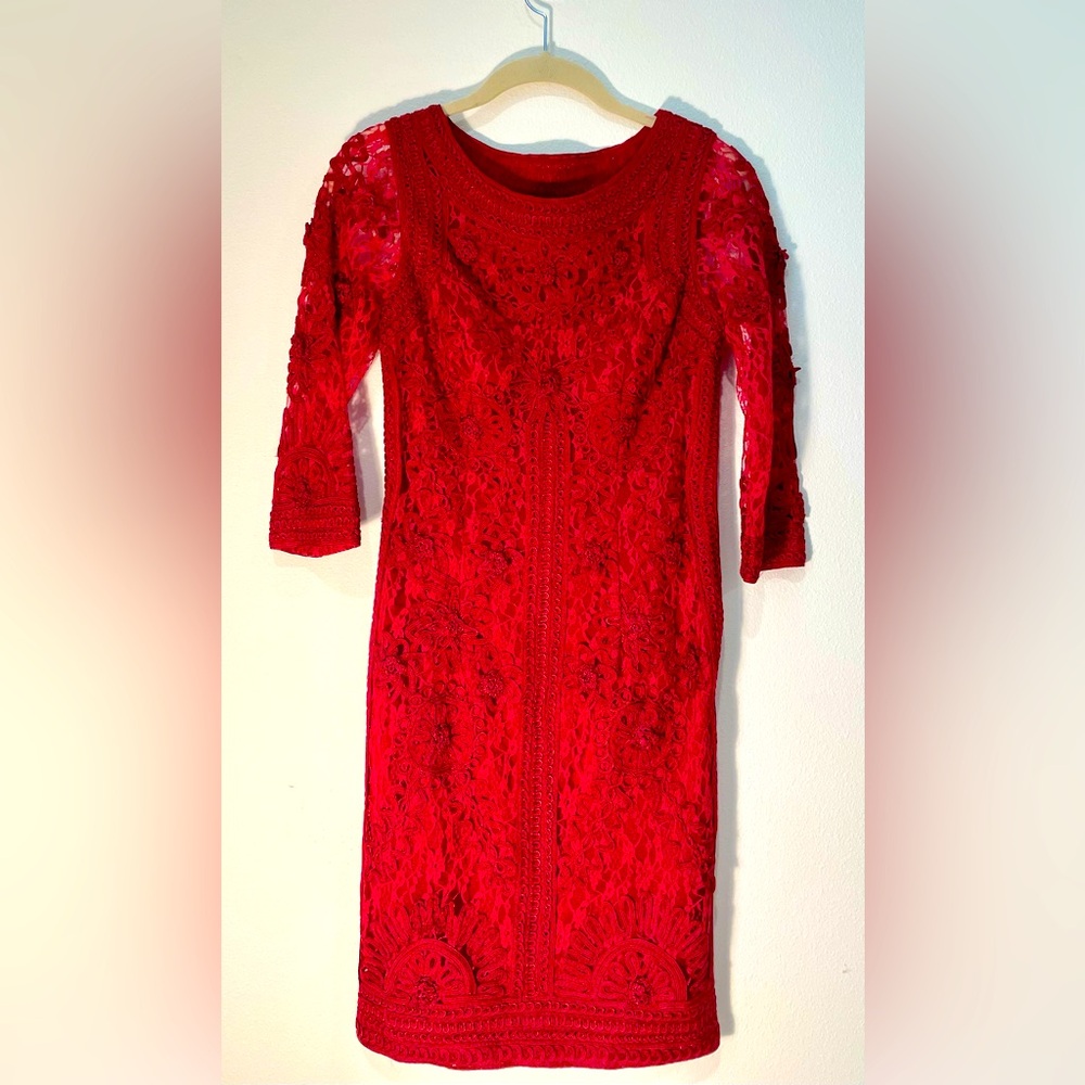 Sue Wong Nocturne 3/4 Sleeve Red Dress